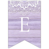 レース&かわいらし薄紫ウッド素朴お祝い バンティングフラッグ (第3の旗)