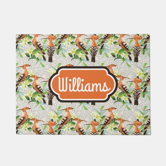 レース|のエキゾチックな鳥はあなたの名前を加えます ドアマット (正面)