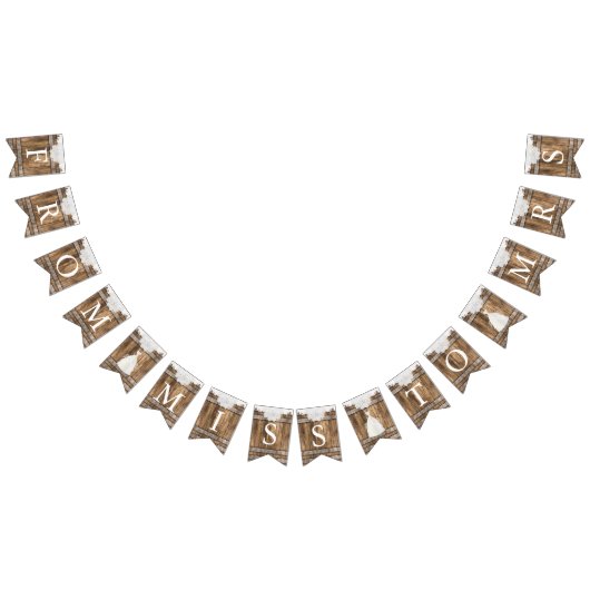 レース&ウッドブライダルシャワー恋しく思 – ミセスへ バンティングフラッグ (全)