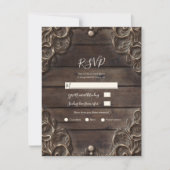 レース&ウッド素朴ヴィンテージ結婚式の返信RSVP 招待状 (正面)