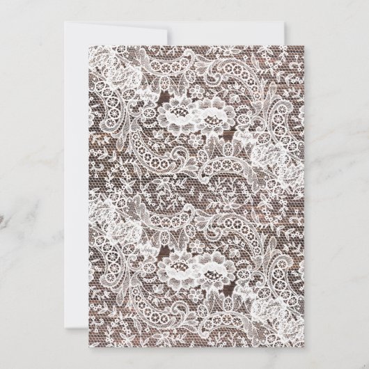 レース&ウ素朴ッドカップルウェディングシャワー 招待状 (裏面)