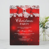 レース&エレガントボウクリスマスホリデー招待状 招待状 (スタンド正面)