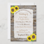 レース、カウボーイブーツとひまわりのウェディング 招待状 (正面)