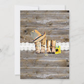 レース、カウボーイブーツとひまわりのウェディング 招待状 (裏面)