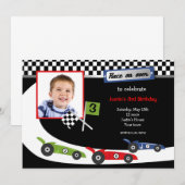 レース カー フォト 誕生日パーティー 招待状 (正面/裏面)