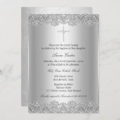 レース&クロスバプテスマ/《キリスト教》洗礼式や命名式招待状 招待状 (正面/裏面)