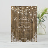 レース&ストリ素朴ングライトウッド結婚ズ 招待状 (スタンド正面)