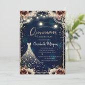 レース、ダイアモンズドレスダークブルーフローラキンセアニラ 招待状 (スタンド正面)