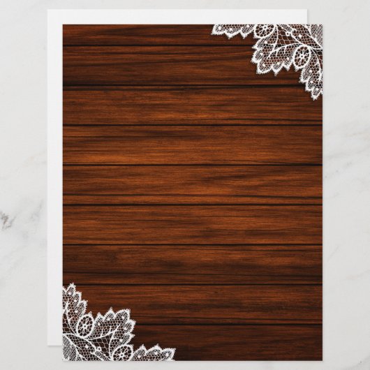レース&ダークウッドグレーンスクラップブック紙 (正面/裏面)