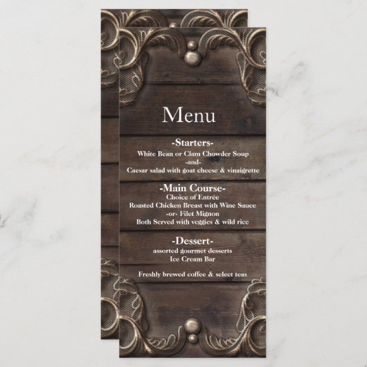 レース&ダークウッド素朴ヴィンテージウエスタングラムメニュー メニュー (正面/裏面)