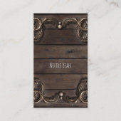 レース&ダークウッド素朴ヴィンテージ西エレガント 名刺 (正面)