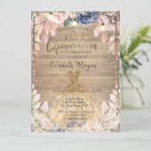 レース、ティアラ、ライト、ドレスウッドフラワーカークインセアニラ 招待状 (スタンド正面)