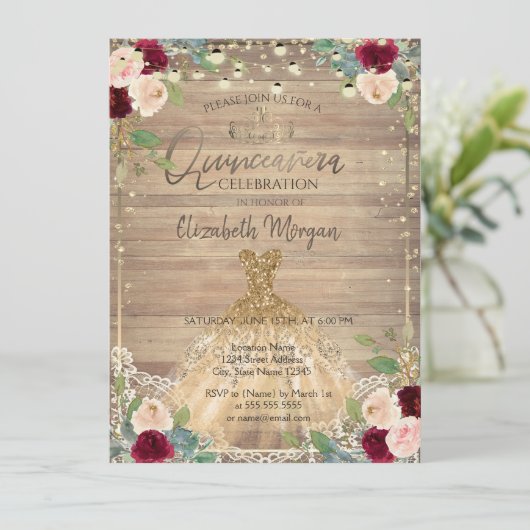 レース、ティアラ、ライト、ドレス、バラウッドキンセアニラ 招待状 (スタンド正面)