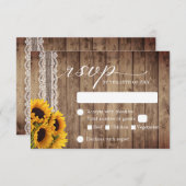 レース&トイ素朴ンカントリーサンフラワーウェディングRSVP 出欠カード (正面/裏面)