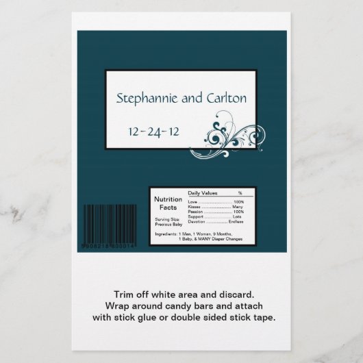 レース ネイビー/ホワイト ウェディング ラージ キャンディ ラッパー チラシ (正面)