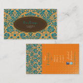 レース、バロックのダマスク /ターコイズ/チェストナットブラウン 名刺 (正面/裏面)