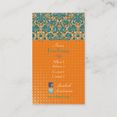 レース、バロックのダマスク /ターコイズ/チェストナットブラウン 名刺 (裏面)