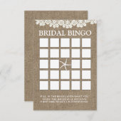 レース&バ素朴ラップブライダルシャワービンゴカード (正面/裏面)