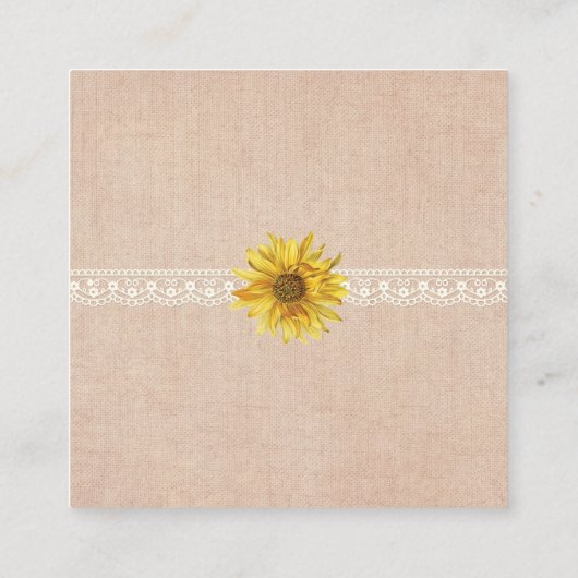 レース&バ素朴ーラップひまわりウェディングRSVPカード エンクロージャーカード (裏面)