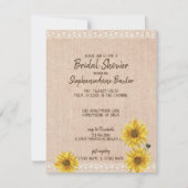 レース&バ素朴ーラップひまわりブライダルシャワーカード 招待状 (正面)