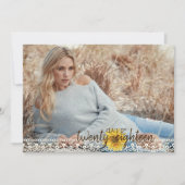 レース&バ素朴ーラップひまわり卒業カード 招待状 (正面)