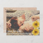 レース&バ素朴ーラップひまわり日の花を保存 案内ポストカード (正面/裏面)