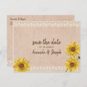 レース&バ素朴ーラップひまわり日の花を保存 案内ポストカード (正面/裏面)