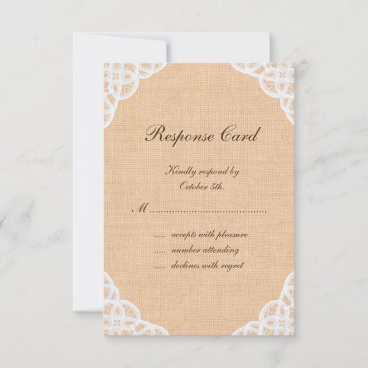 レース&バ素朴ーラップRSVP 出欠カード (正面)