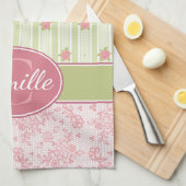 レース&パーソナライズされたイングリッシュガーデン キッチンタオル (四つ折り)