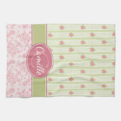 レース&パーソナライズされたイングリッシュガーデン キッチンタオル (横)