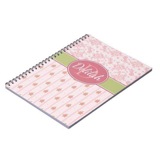 レース&パーソナライズされたイングリッシュガーデン ノートブック (左側)