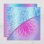 レース&パール誕生日招待状フラットカード (正面/裏面)