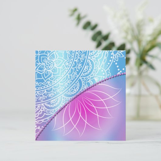 レース&パール誕生日招待状フラットカード (スタンド正面)