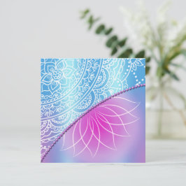 レース&パール誕生日招待状フラットカード