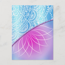 レース＆パール 誕生日招待状 ポストカード