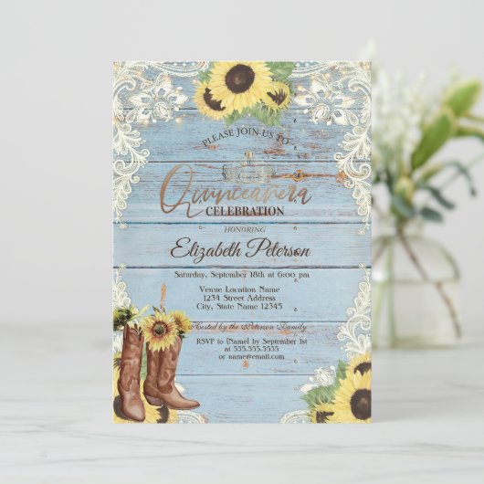 レース、ブーツサンフラワーズブルーウッドキンセアニラ 招待状 (スタンド正面)