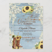 レース、ブーツサンフラワーズブルーウッドキンセアニラ 招待状 (正面/裏面)