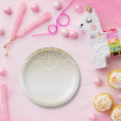 レース、宗教十字との金ゴールド ペーパープレート (パーティー)