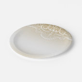 レース、宗教十字との金ゴールド ペーパープレート (アングル)