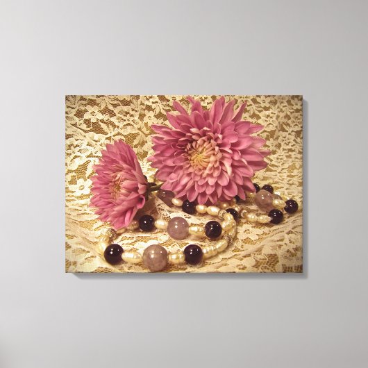 レース、真珠、タム キャンバスプリント (正面)