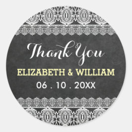 レース&素朴シャルボ結婚ードありがとう黄色 ラウンドシール
