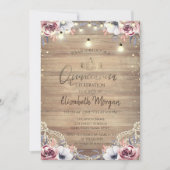 レース、素朴ティアラ、ライト、ウッドバラクインセアニラ 招待状 (正面)