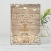 レース、素朴ティアラ、ライト、ドレスウッドキンセアニラ 招待状 (スタンド正面)