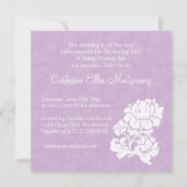 レース, 紫のウェディングシャワー招待状のウェディングドレス 招待状 (裏面)