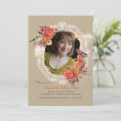 レース、花と鳥の写真招待状 招待状 (スタンド正面)