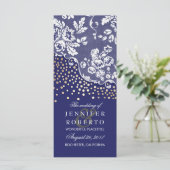 レース/金ゴールド紙吹雪ネイビーヴィンテージウェディングプログラム プログラム (スタンド正面)