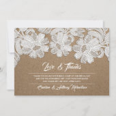 レース | Kraft紙結婚のフォトカードに感謝 サンキューカード (正面)