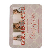 レースPre-K卒業式3枚フォトテキスタイルテクスチャ マグネット (縦)