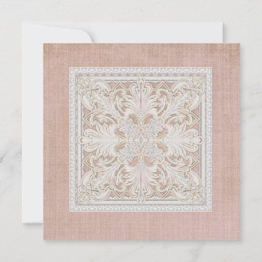 レースwエイジ素朴ドヴィンテージリネンカントリーエレガンス 招待状 (裏面)