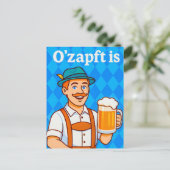 レーダーホーゼンを着た漫画のウェイターとビール シーズンポストカード (スタンド正面)